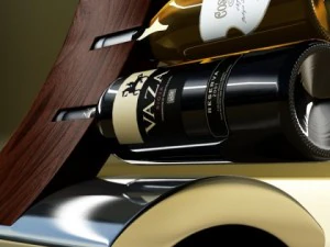 wine rack collection and 6 wine bottles 3D Model