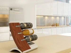 wine rack collection and 6 wine bottles 3D Model
