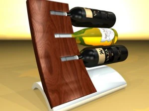 wine rack collection and 6 wine bottles 3D Model