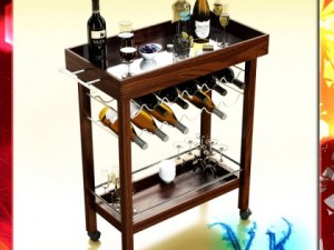 wine table rack bottles and glasses 3D Model
