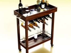 wine table rack bottles and glasses Modelo 3D