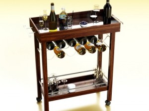wine table rack bottles and glasses Modelo 3D