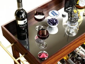 wine table rack bottles and glasses 3D Model