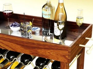 wine table rack bottles and glasses 3D Model