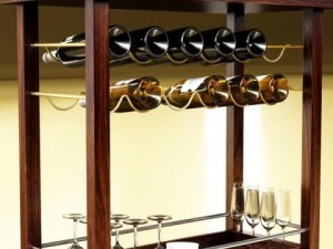 wine table rack bottles and glasses 3D Model