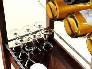 wine table rack bottles and glasses 3D Model