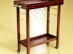 wine table rack bottles and glasses 3D Model