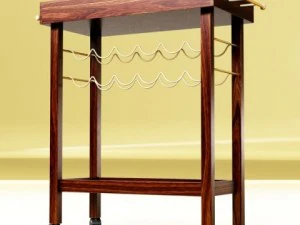 wine table rack bottles and glasses 3D Model