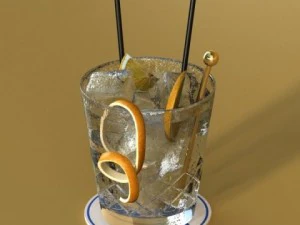 wine table rack bottles and glasses 3D Model