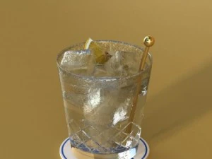 wine table rack bottles and glasses 3D Model