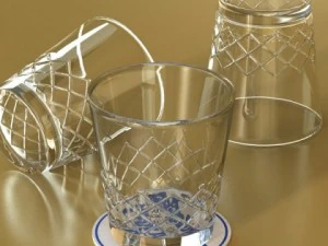 wine table rack bottles and glasses 3D Model