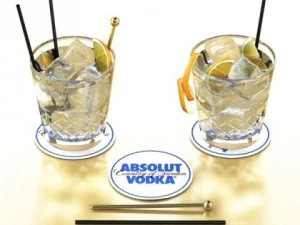 wine table rack bottles and glasses 3D Model