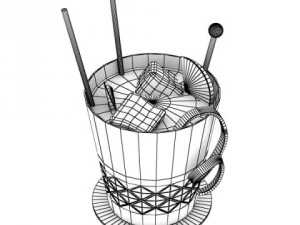 wine table rack bottles and glasses 3D Model