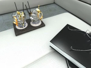 wine table rack bottles and glasses 3D Model