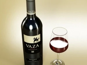 wine table rack bottles and glasses 3D Model