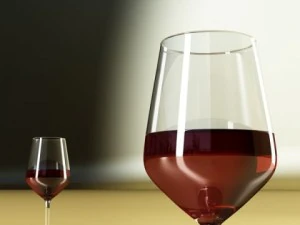 wine table rack bottles and glasses 3D Model