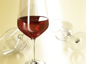 wine table rack bottles and glasses 3D Model