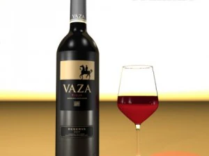 wine table rack bottles and glasses 3D Model