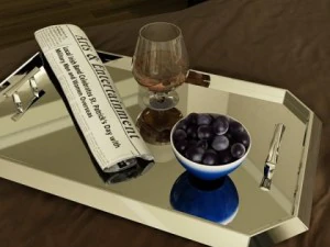 wine table rack bottles and glasses 3D Model