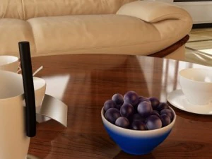 wine table rack bottles and glasses 3D Model