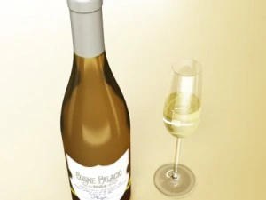 wine table rack bottles and glasses 3D Model