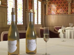 wine table rack bottles and glasses 3D Model