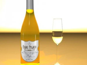 wine table rack bottles and glasses 3D Model