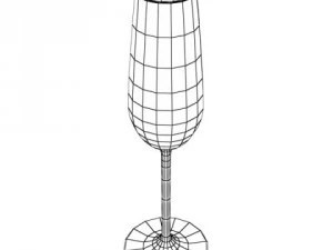 wine table rack bottles and glasses 3D Model