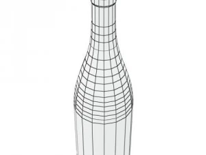 wine rack table bottles cups and grapes 3D Model