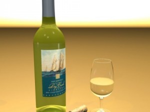 wine rack table bottles cups and grapes 3D 모델