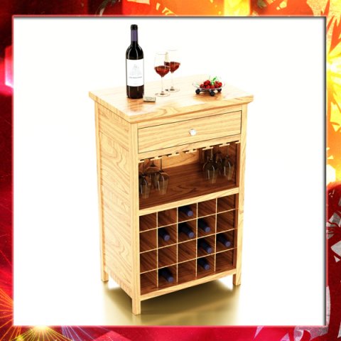 wine table rack 3 bottles cups and cherries 3D Model .c4d .max .obj .3ds .fbx .stl .blend 
