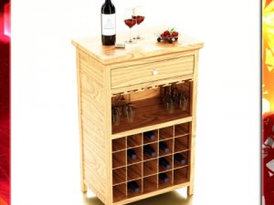 wine table rack 3 bottles cups and cherries Modello 3D