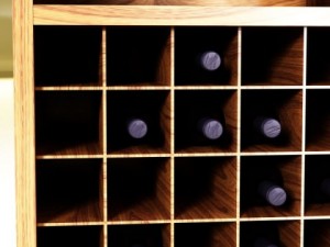 wine table rack 3 bottles cups and cherries 3D Model