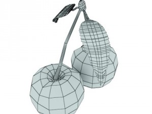 wine table rack 3 bottles cups and cherries 3D Model