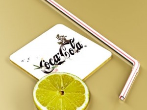 coke coca cola glass coaster straw and lemon Modello 3D