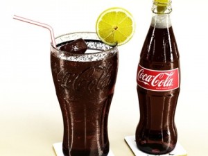 coke coca cola bottles and glass 3D Model
