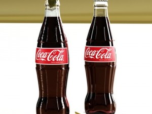 coke coca cola bottles and glass 3D Model