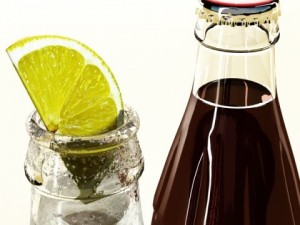 coke coca cola bottles and glass 3D Model