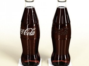 coke coca cola bottles and glass 3D Model