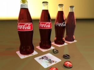 coke coca cola bottles and glass 3D Model