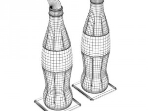 coke coca cola bottles and glass 3D Model