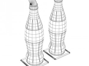 coke coca cola bottles and glass 3D Model