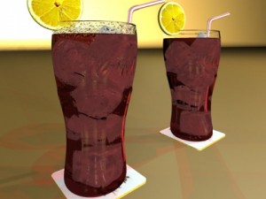 coke coca cola bottles and glass 3D Model