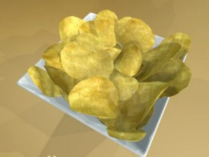 chips bowl and pint of beer 3D Model