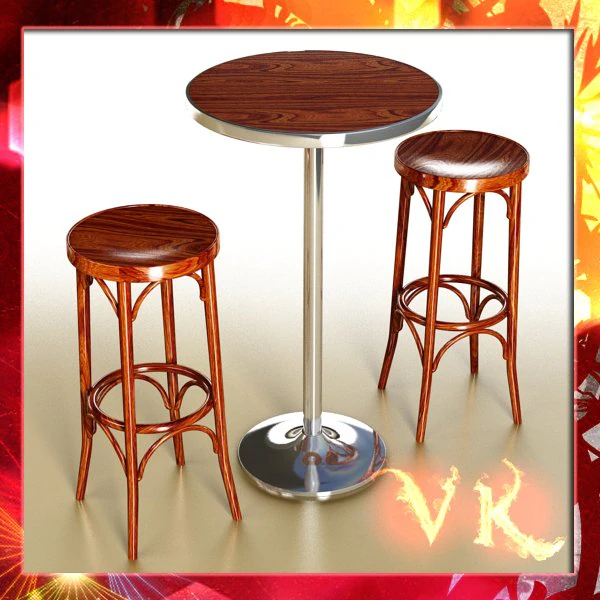 bar table and stool 3D Model .c4d .max .obj .3ds .fbx .stl .blend 