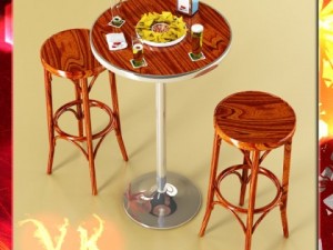 bar table stool becks beers nacho plate and napkins dispenser 3D Модель