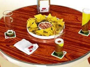 bar table stool becks beers nacho plate and napkins dispenser 3D Модель
