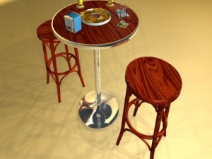 bar table stool becks beers nacho plate and napkins dispenser 3D Модель