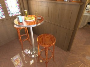 bar table stool becks beers nacho plate and napkins dispenser 3D Модель