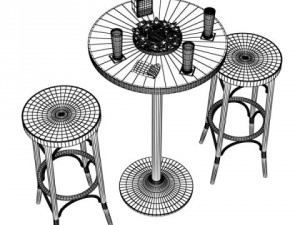 bar table stool becks beers nacho plate and napkins dispenser 3D Модель